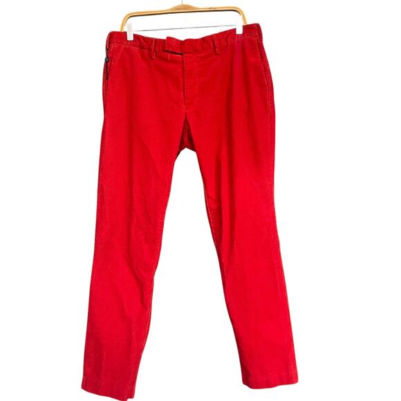 Polo Ralph Lauren Pants Mens 38x34 Orange Corduroy Slim Fit Straight Cotton
